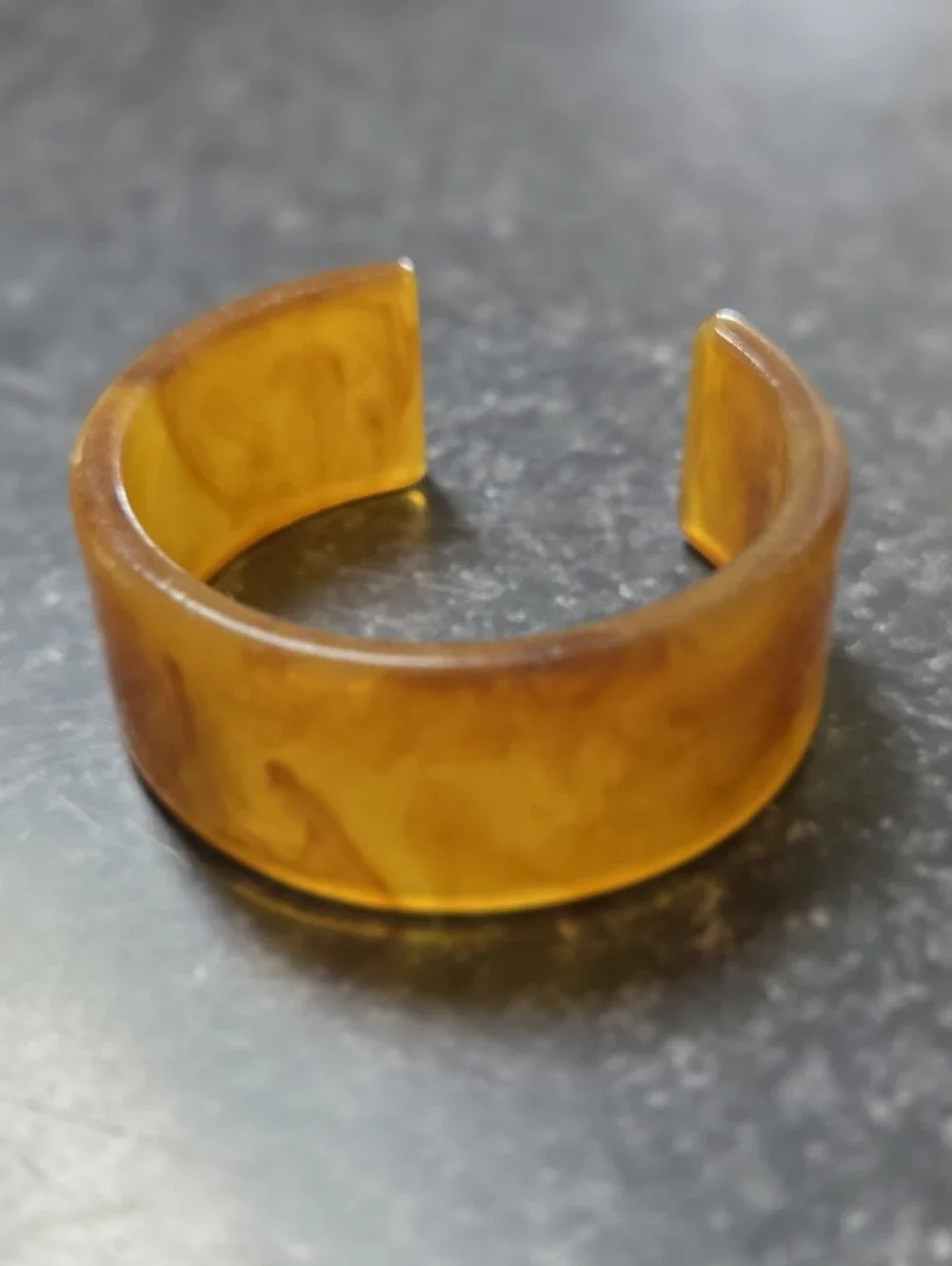 Vintage Bakelite Amber Butterscotch Wide Cuff Bracelet 2.5” Diameter